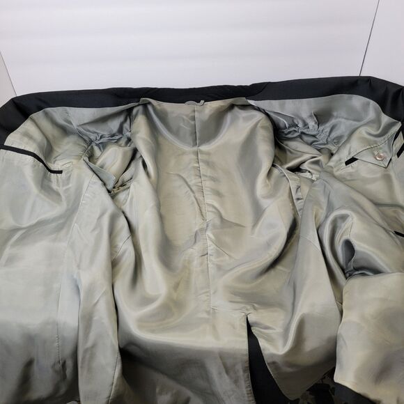 Black Mens Tuxedo Satin Lapel 1-Button Single Vent Formal Blazer Jacket 46R - Picture 12 of 14